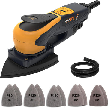 MAXXT 350W Brushless Delta Orbital Sander, Mouse Sander with Efficient Dust Collection System, Powerful Low Vibration Palm sander, Electric Detail Sander for Woodworking,Tight Spaces Sanding,Polishing