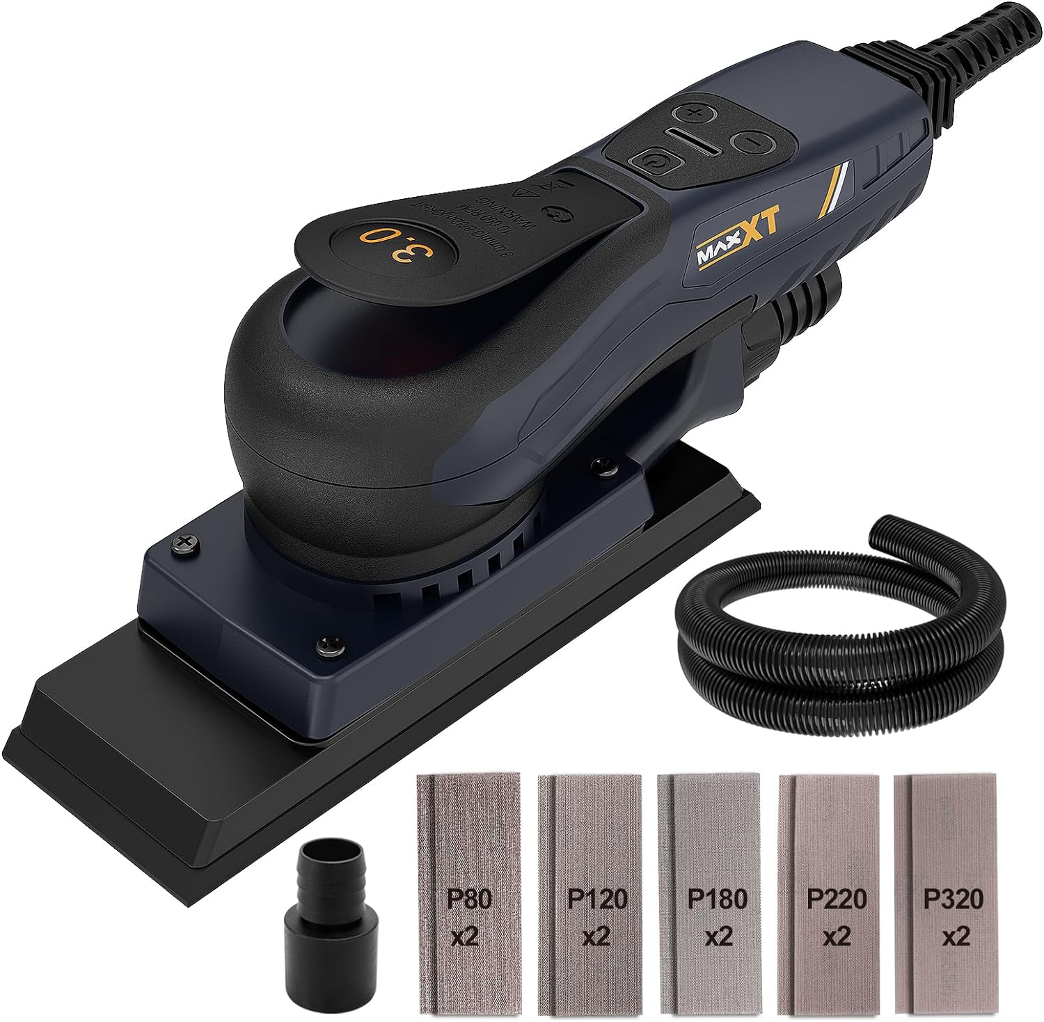 MAXXT Brushless Sheet Sander Electric 3mm Orbital 350W 3A Multi-Function 10000RPM Variable Speed Corded Orbital Sanders Machine with 10 Sanding Paper for Woodworking Palm Sander Finishing Sander