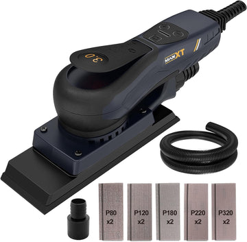 MAXXT Brushless Sheet Sander Electric 3mm Orbital 350W 3A Multi-Function 10000RPM Variable Speed Corded Orbital Sanders Machine with 10 Sanding Paper for Woodworking Palm Sander Finishing Sander