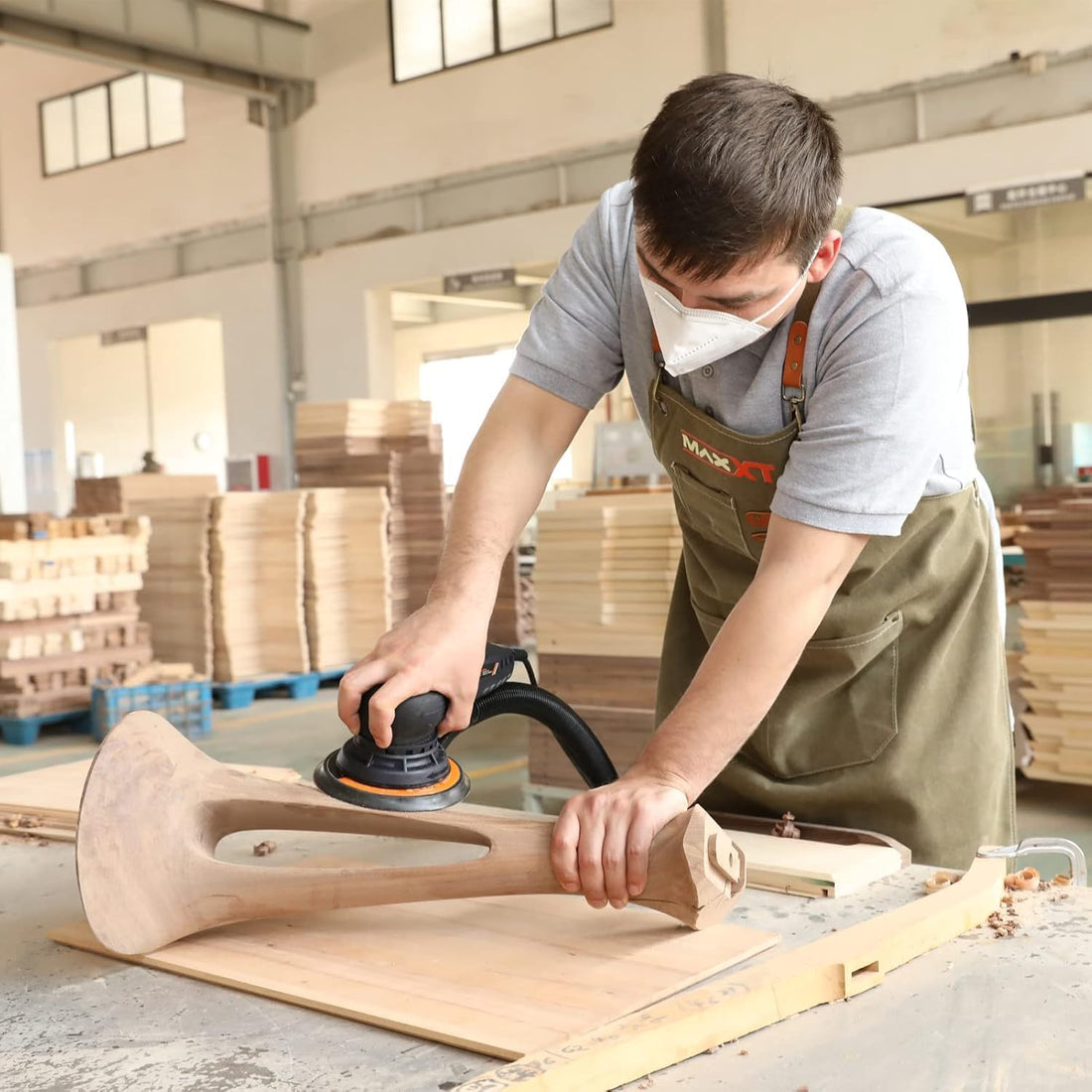 MAXXT Electric 2.5mm Random Orbital Sander Brushless 350W 3A Multi-Function Variable Speed Electric Corded Orbital Sanders Machine with 10 Sanding Paper for Woodworking (R7303-2.5mmOrbit)