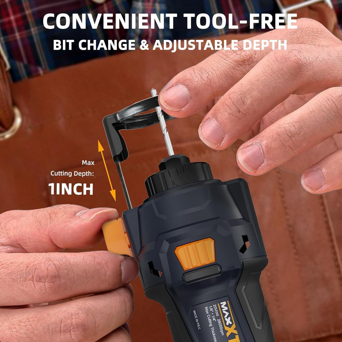 MAXXT Cordless Drywall Cut Out Tool, 1/8-Inch and 1/4-In Collets, 20V Brushless Drywall Rotary Saw 28000 RPM, Tool Free Depth Adjustment, Drywall Cutting Tool for Plywood with Battery and Fast Charger