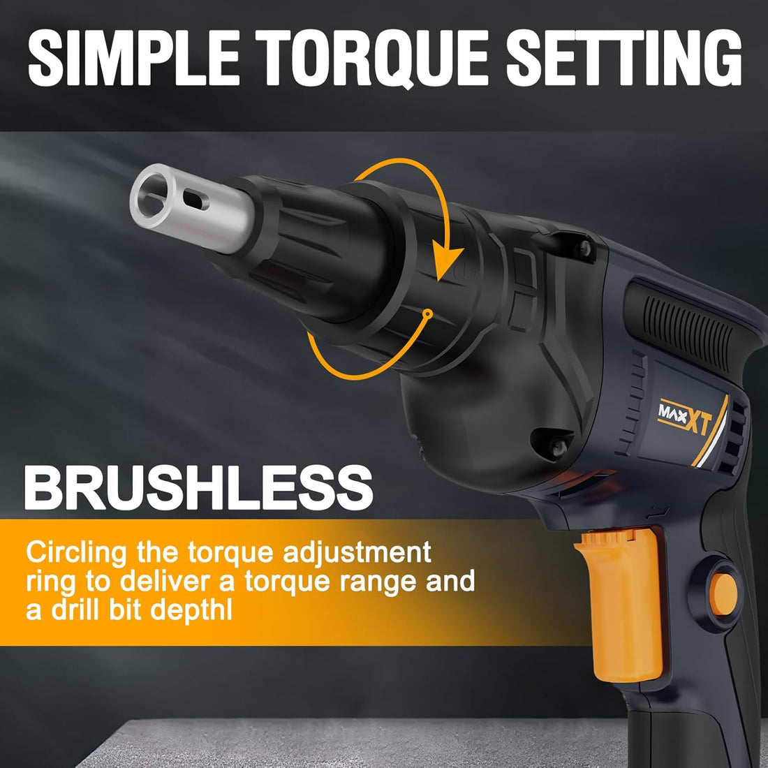 MAXXT 20V Cordless Drywall Screw Gun Brushless, Lithium-Ion 1/4" Hex Drywall Screwdriver, Variable Speed 0-4200 RPM Drywall Tools, Adjustable Depth Nosecone Drywall Gun with 2.0Ah Battery