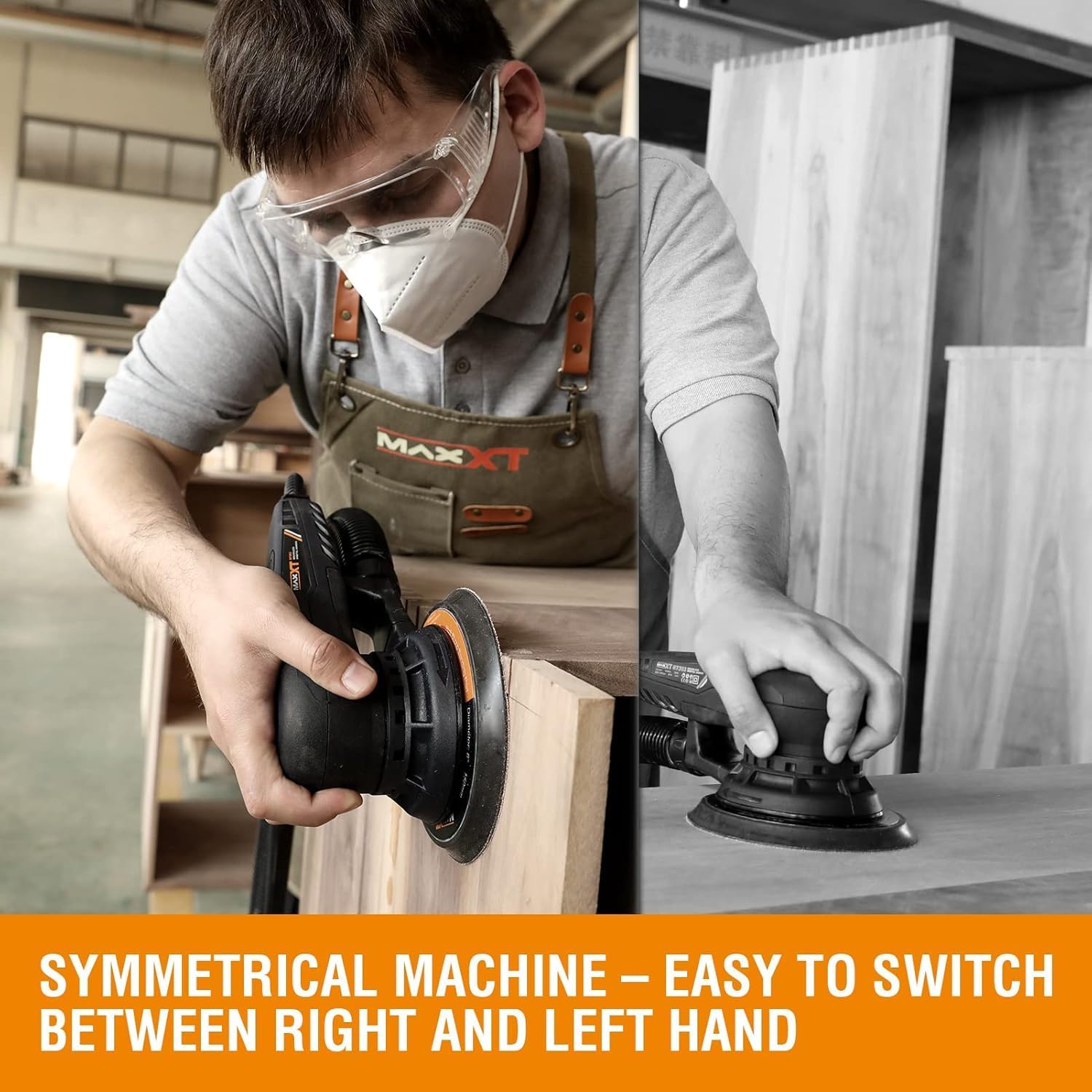 MAXXT Electric 2.5mm Random Orbital Sander Brushless 350W 3A Multi-Function Variable Speed Electric Corded Orbital Sanders Machine with 10 Sanding Paper for Woodworking (R7303-2.5mmOrbit)