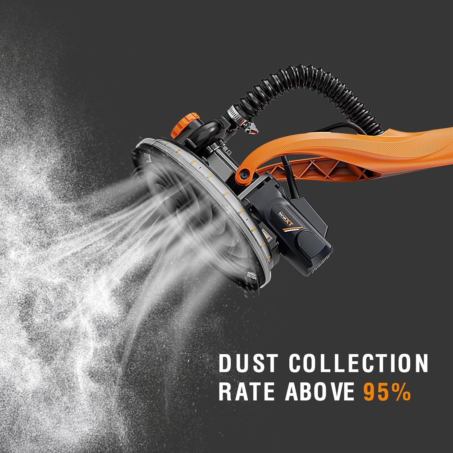 MAXXT Drywall Sander,Real Self-Vacuum System,LED Light,Telescopic Handle,Variable Speed,6.5A Motor, 6pcs 9” Sanding Discs, Dust Bag.Please Turn The Suction ON Before USE