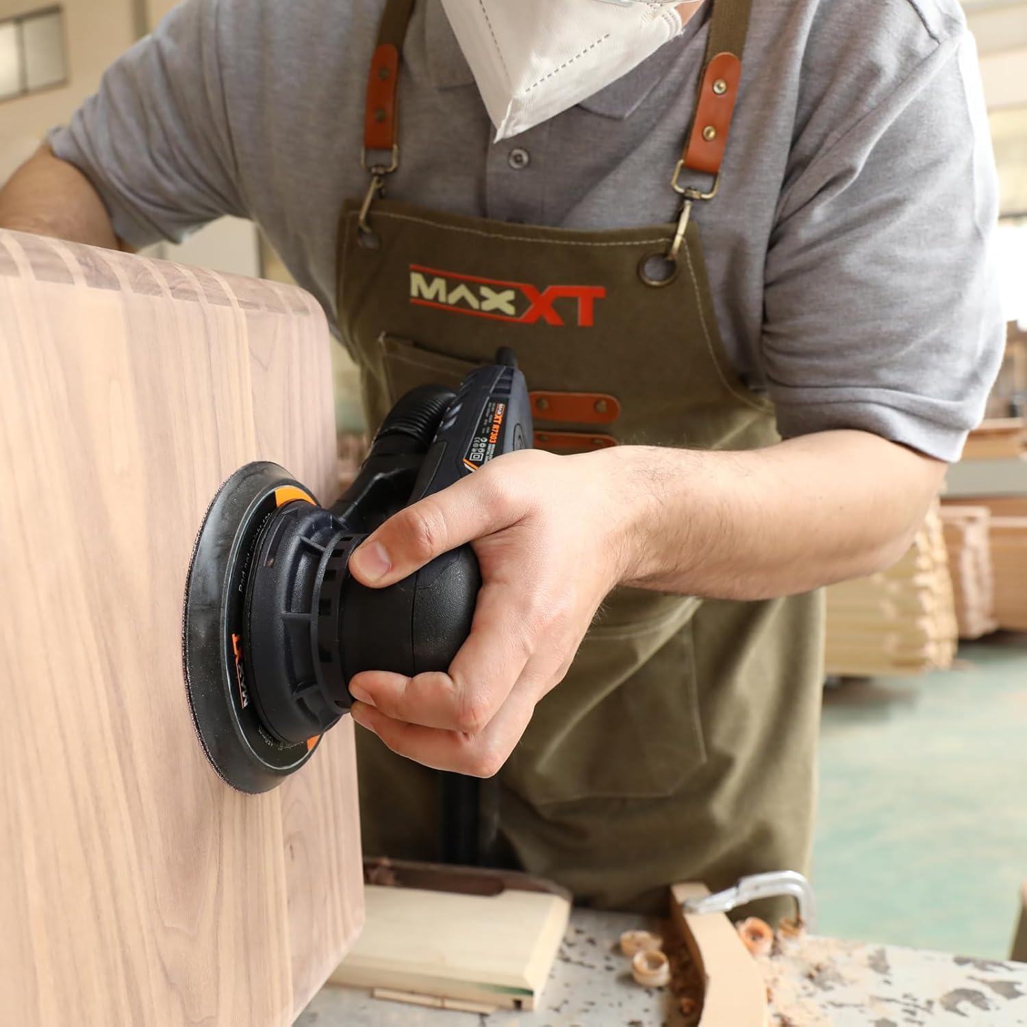 MAXXT Electric 2.5mm Random Orbital Sander Brushless 350W 3A Multi-Function Variable Speed Electric Corded Orbital Sanders Machine with 10 Sanding Paper for Woodworking (R7303-2.5mmOrbit)