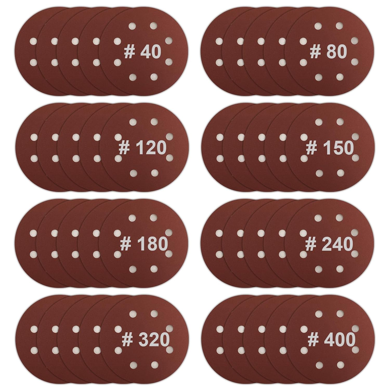MAXXT Sandpaper 180 mm Velcro, Pack of 40, Professional Sanding Discs for Drywall Sanders, 6 Holes, Round, with Grit 40/80/120/150/180/240/320/400-- for MAXXT Drywall Sander R7503