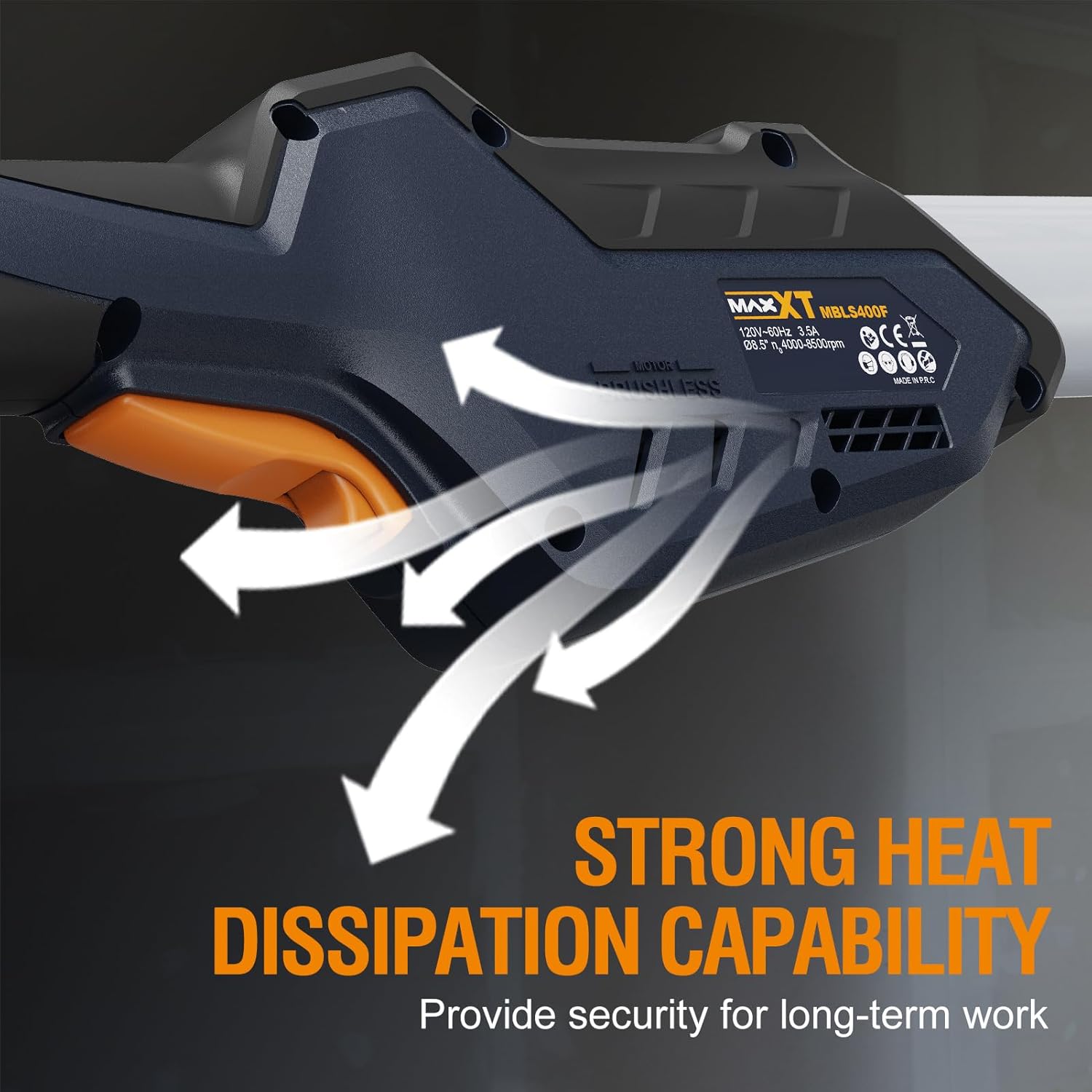 MAXXT 4mm Random Orbital Drywall Sander, Brushless 400W 3.5A Foldable Electric Wall Sander, Sander Tool with 1&2 Mode Suction Switching, Memory Variable Speed, 180° Flex Head, LED Light, Carry Bag