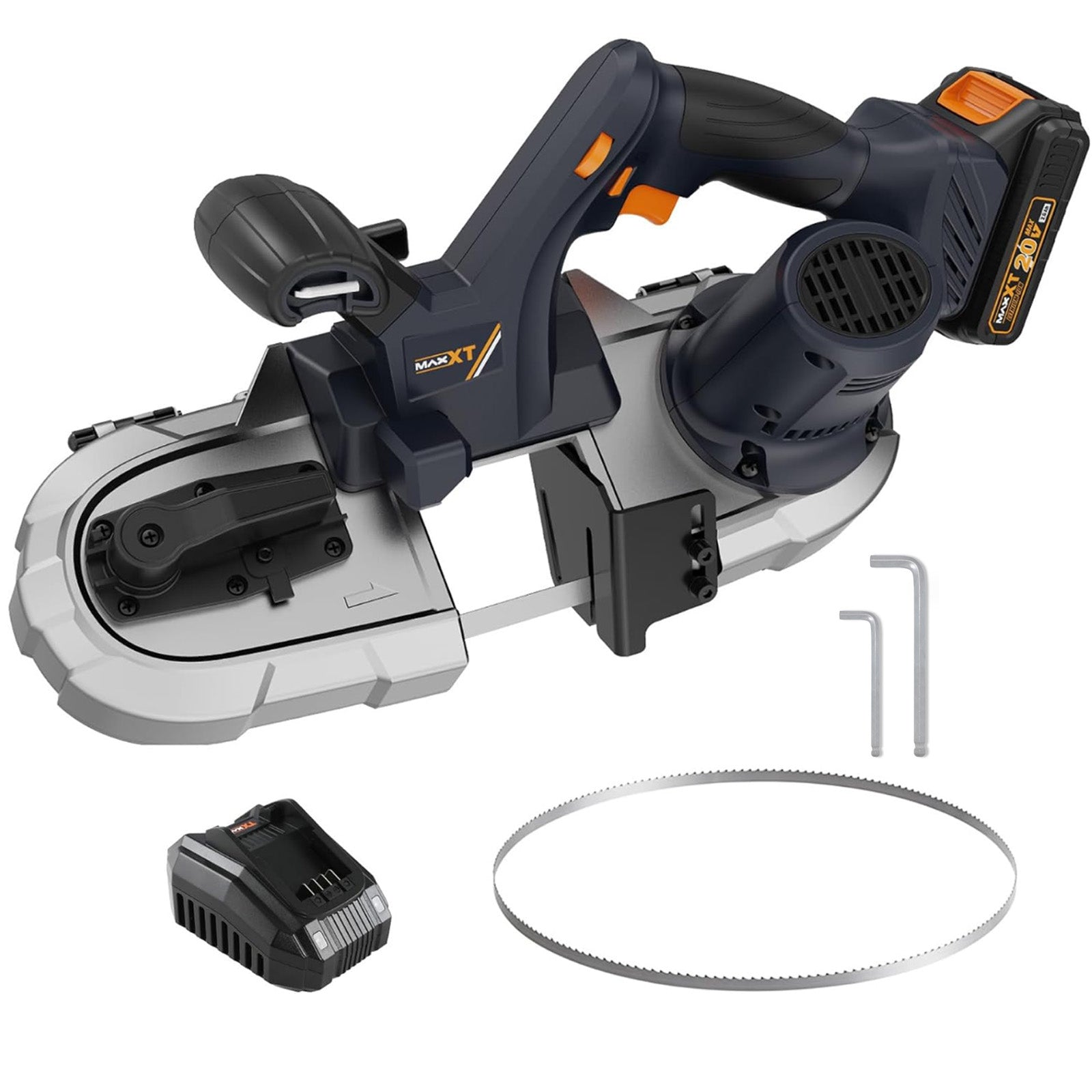 Mini Bandsaw Cordless, MAXXT 2-1/2 inch Brushless Power Metal Bandsaw 20V MAX 2.5
