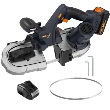 Mini Bandsaw Cordless, MAXXT 2-1/2 inch Brushless Power Metal Bandsaw 20V MAX 2.5" Cutting Capacity 6 Speeds Adjustable, No Hot Sparks When Cutting Metal, Portable BandSaw for Deep Cut