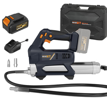 MAXXT Grease Gun Kit Cordless, Grease Gun Battery Powered 20V 10000 PSI with 40” Long Hose and LED Light, Electric Grease Gun with 6 Speed Triggers(Included 4.0Ah Battery and Charger)