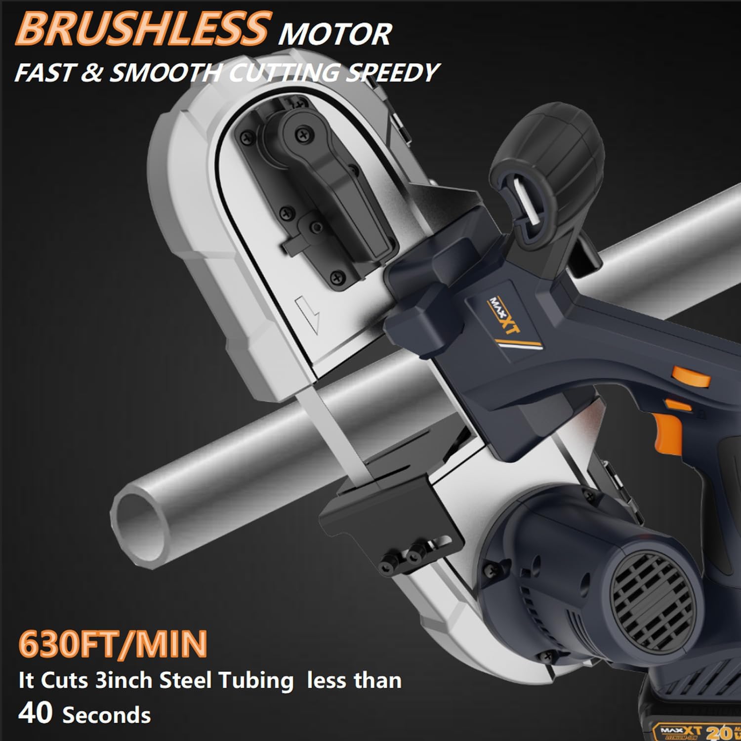 Mini Bandsaw Cordless, MAXXT 2-1/2 inch Brushless Power Metal Bandsaw 20V MAX 2.5