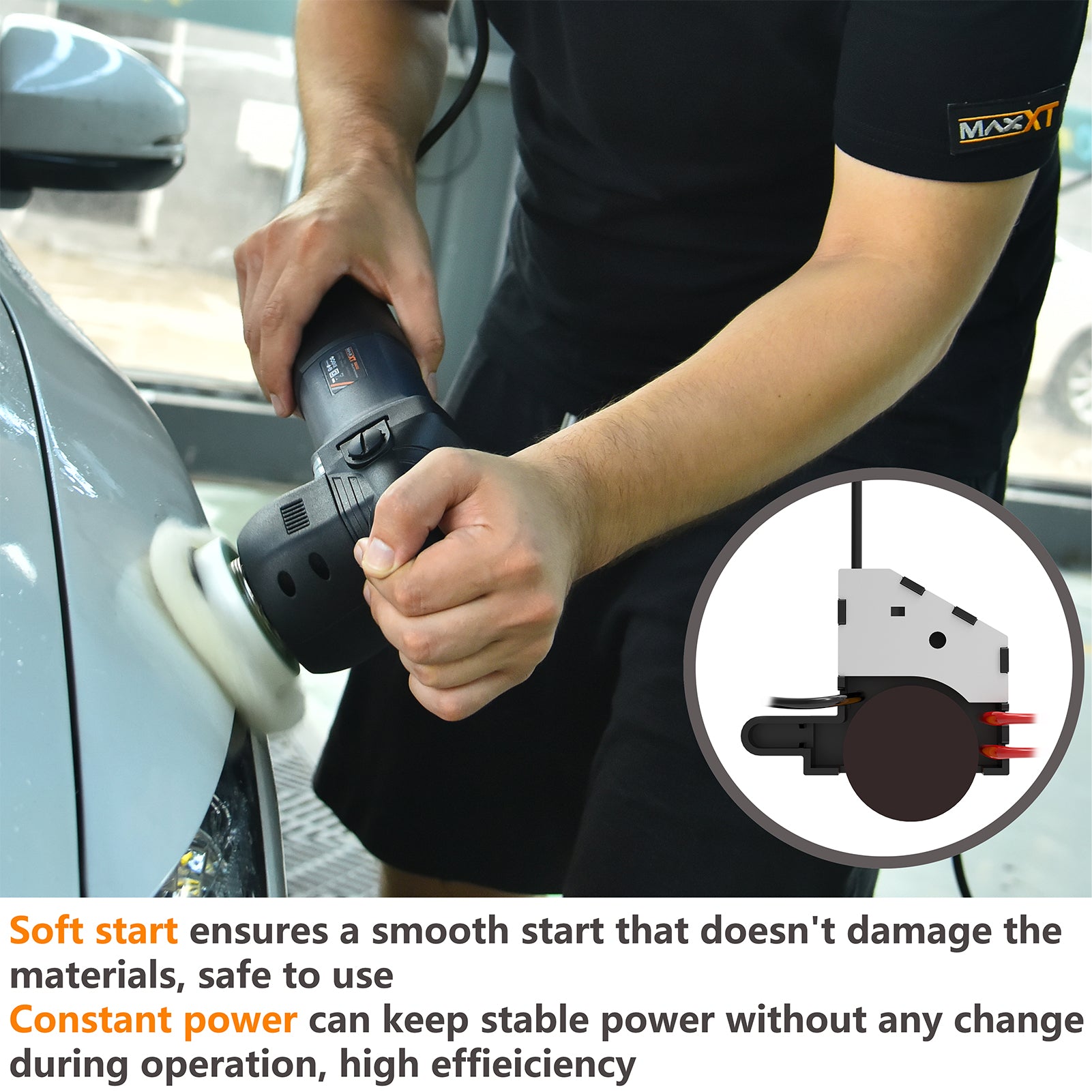 MAXXT Car Buffer Polisher 3 inch Dual Action Small Car Buffer Machine for Car Detailing 9MM Orbital Variable Speed Polisher for Car Polishing and Waxing 3 Foam Pads