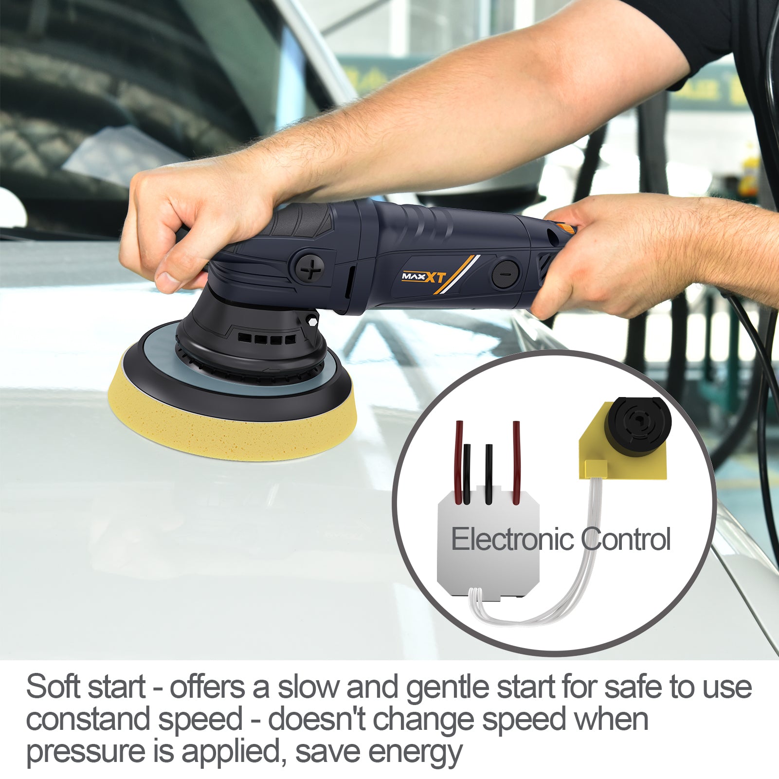 MAXXT Dual Action Polisher Random Orbital Buffer Polisher for Car Detailing Polishing and Waxing 6 Inch 21MM Long Throw Polisher Machine (Blue)
