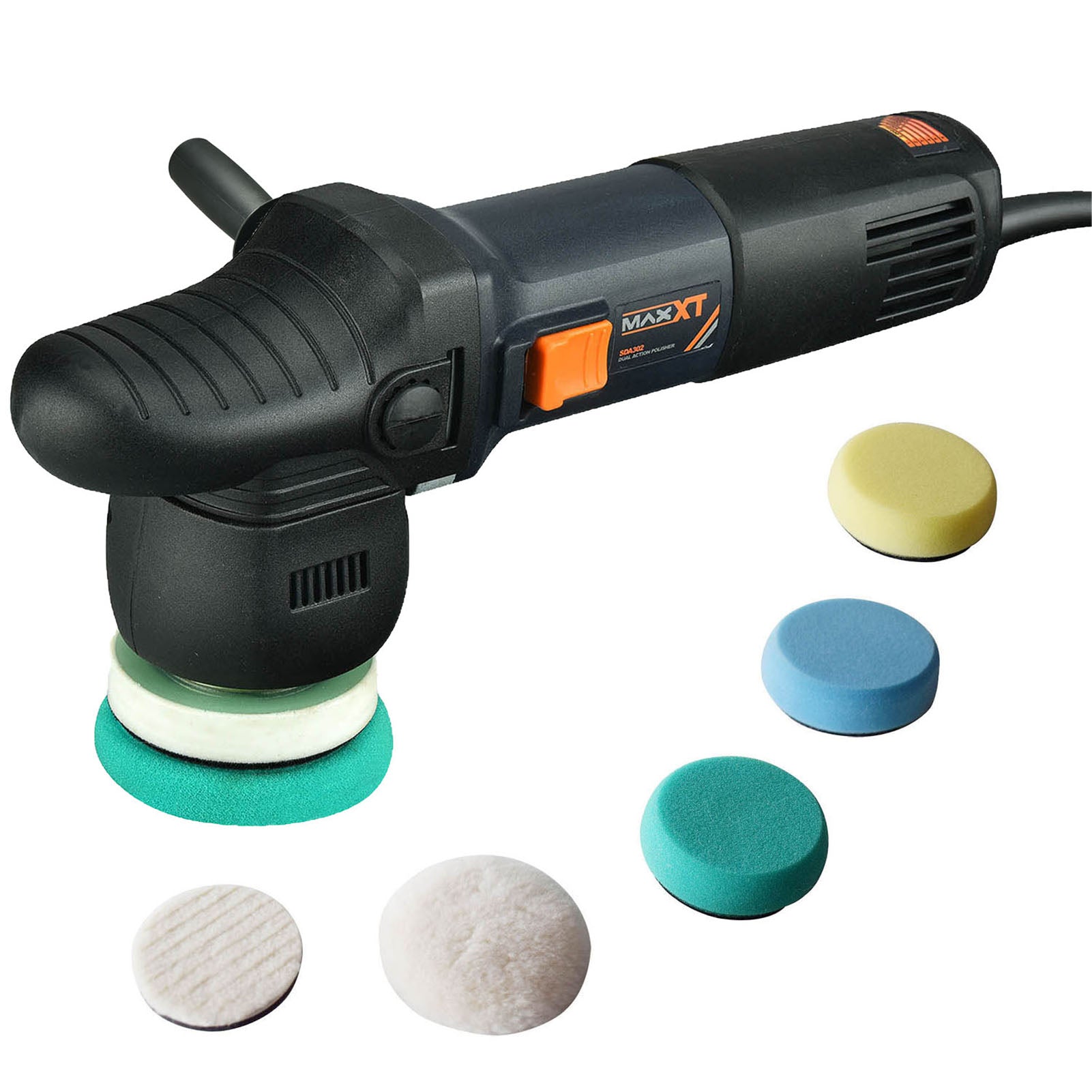 MAXXT Car Buffer Polisher 3 inch Dual Action Small Car Buffer Machine for Car Detailing 9MM Orbital Variable Speed Polisher for Car Polishing and Waxing 3 Foam Pads