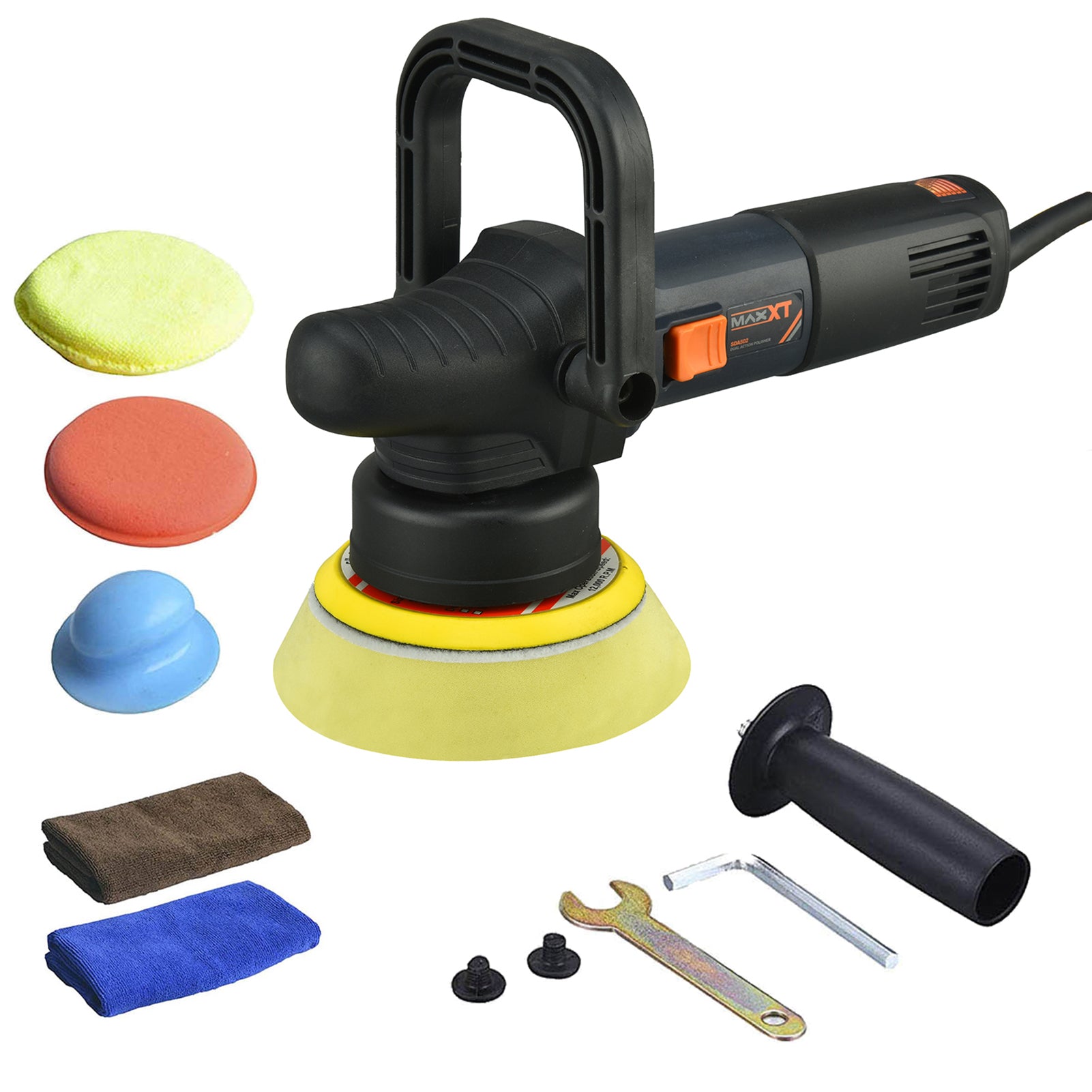 MAXXT Car Buffer Polisher 5 inch Dual Action Small Car Buffer Machine for Car Detailing 9MM Orbital Variable Speed Polisher for Car Polishing and Waxing 3 Foam Pads